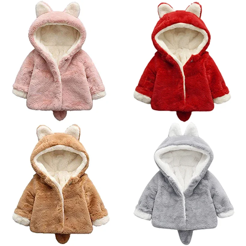 Baby Xmas Clothing - Милая плюшевая Детская куртка с кошачьими