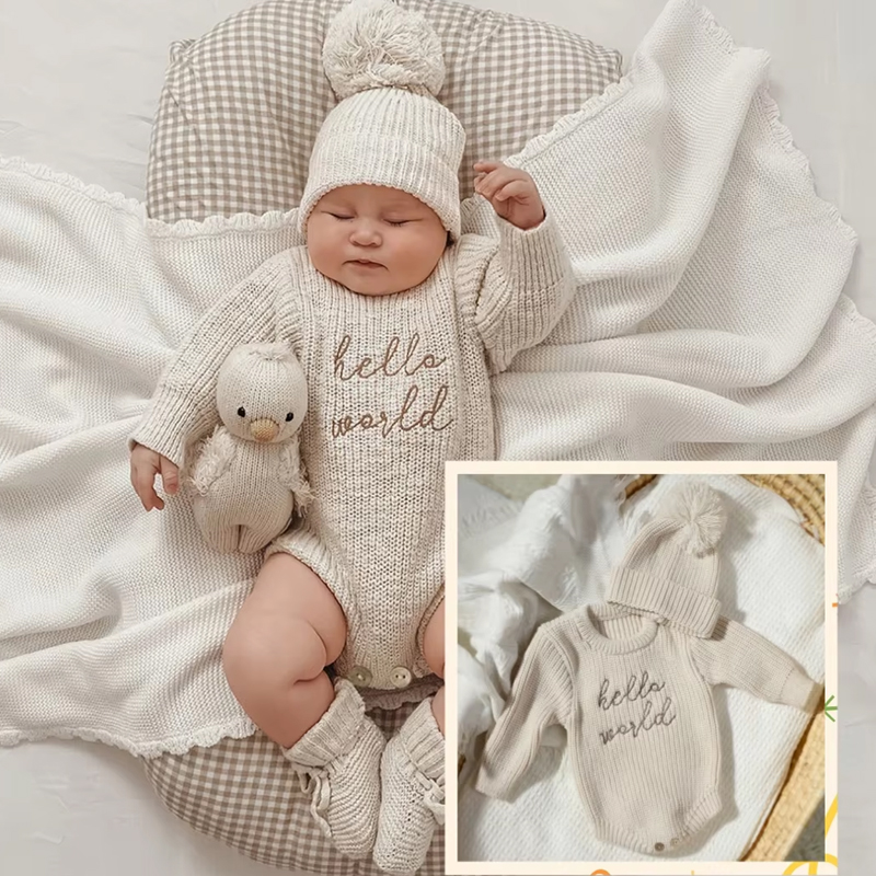 Ylsteed Hello World вязаный ко – обзор и цена Baby Clothing Onesies